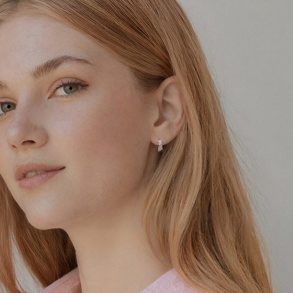 玫瑰金色鋯石純銀耳環-嵐光