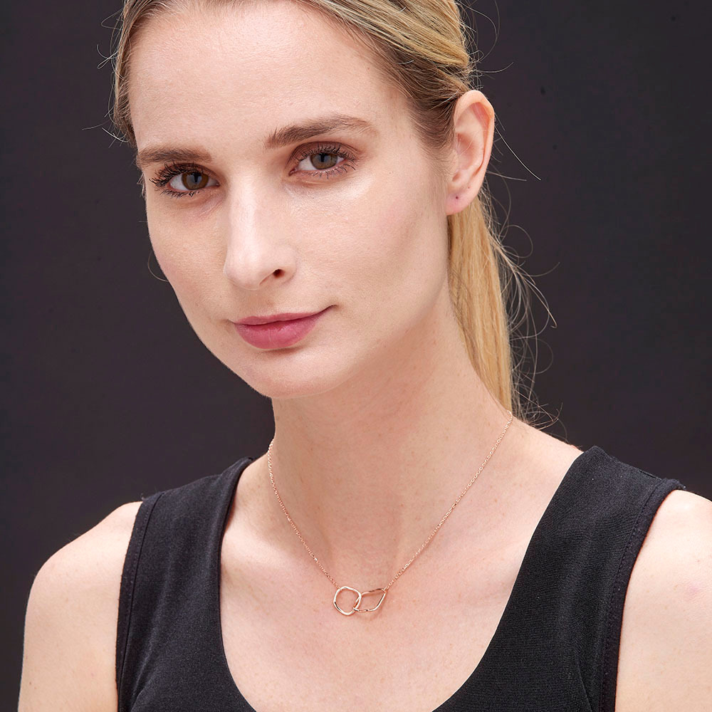 玫瑰金色純銀項鍊-漣漪