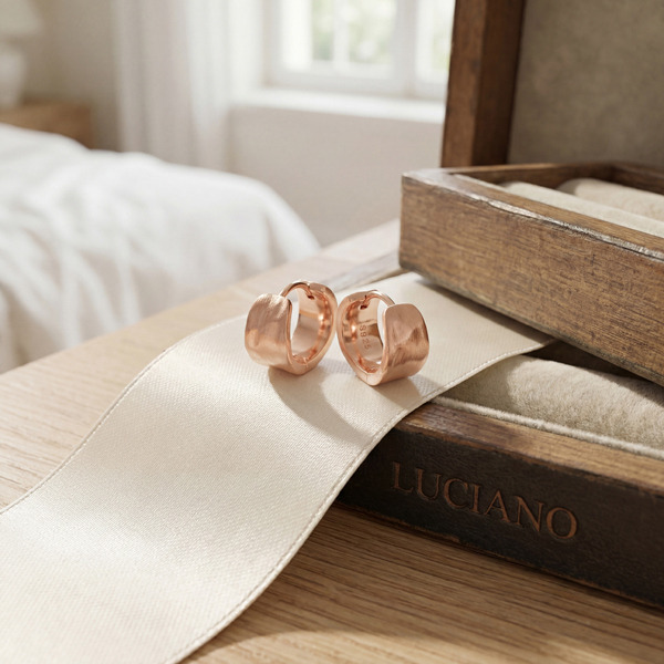 玫瑰金色純銀耳環-柔曜圓語