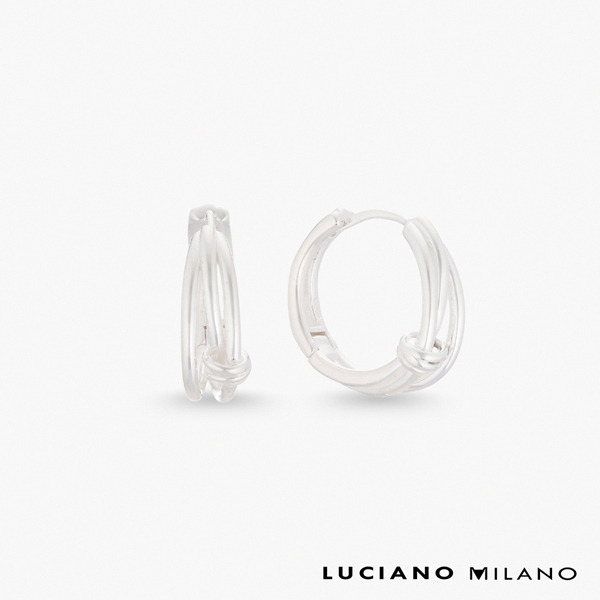 銀色純銀耳環-綣結-大