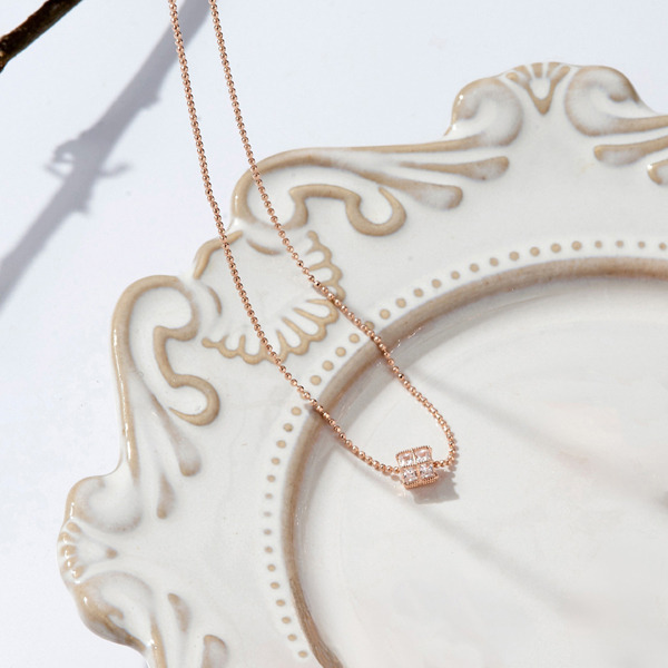 玫瑰金色鋯石純銀項鍊-光序之語