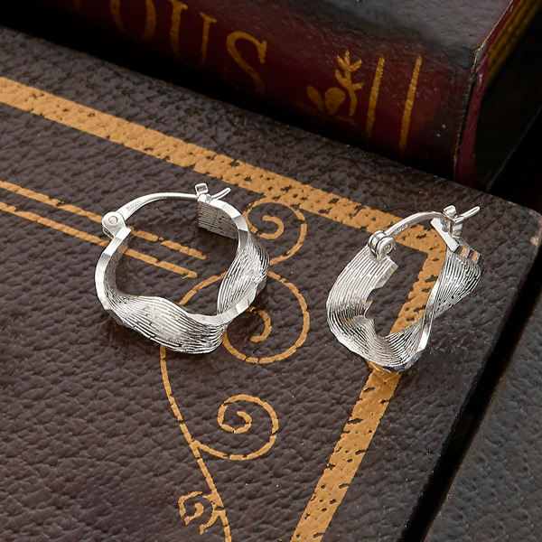 白K色純銀耳環-流鑄之環