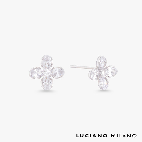 白K色莫桑石純銀耳環-柔花微光