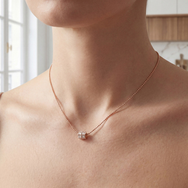 玫瑰金色鋯石純銀項鍊-光序之語