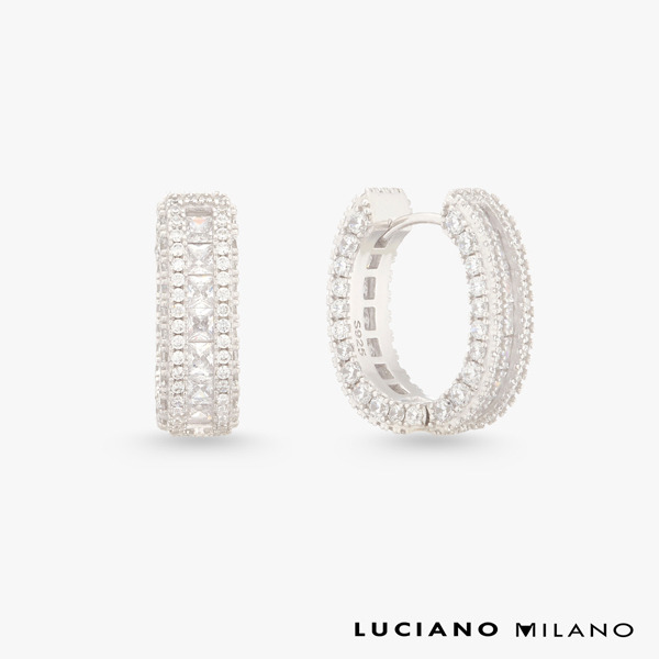 白K色鋯石純銀耳環-恆耀之環