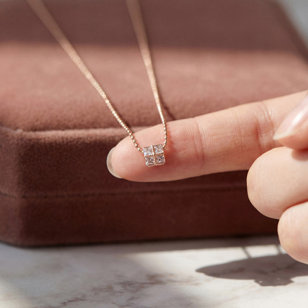 玫瑰金色鋯石純銀項鍊-光序之語