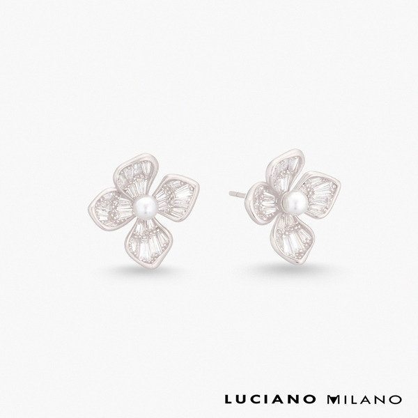 白K色鋯石純銀耳環-飛揚浪漫