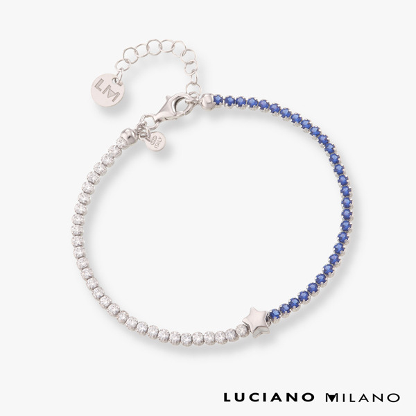 白K色鋯石純銀手鍊-夜曜之鏈Luciano Milano官方線上旗艦店
