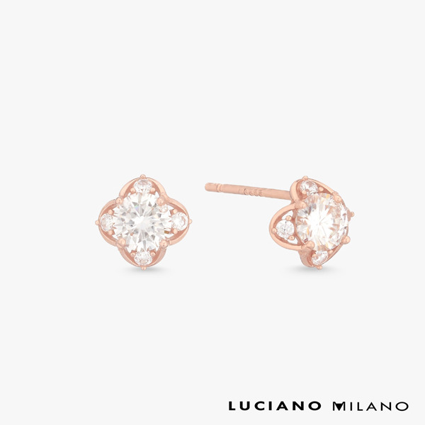 玫瑰金色莫桑石純銀耳環-恆光之心