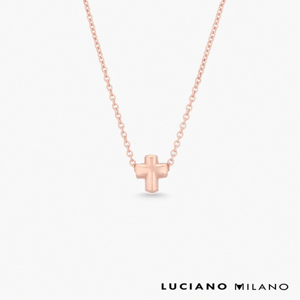 玫瑰金色純銀項鍊-恩典堅心-小