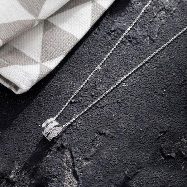 白K色鋯石純銀項鍊-奇遇之心