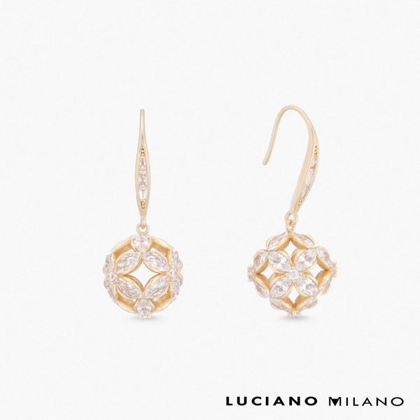 金色鋯石純銀耳環-星穹花窗