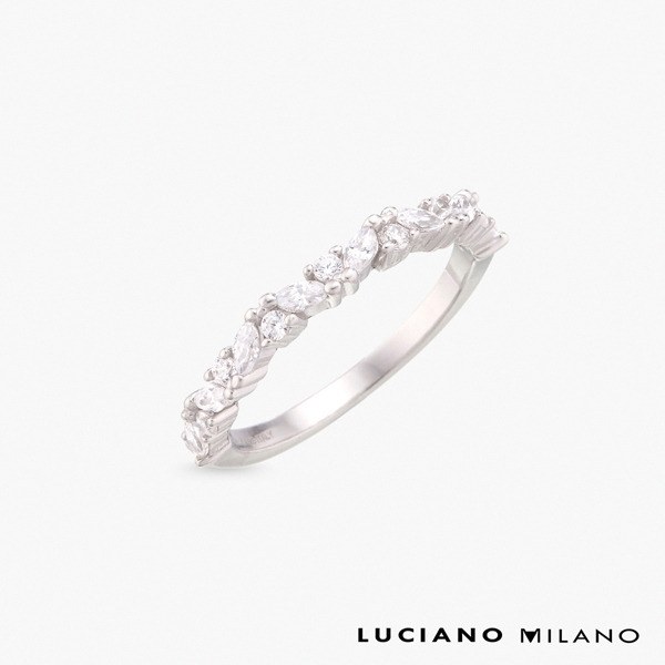 白K色鋯石純銀戒指-輕風寄語