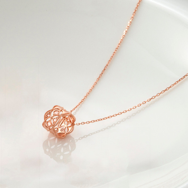 玫瑰金色鋯石純銀項鍊-銀結之約