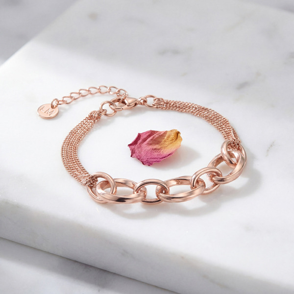 玫瑰金色純銀手鍊-恆光鍊語