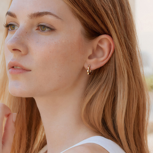 金色純銀耳環-守護