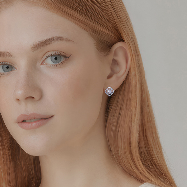 白K色鋯石純銀耳環-祈念