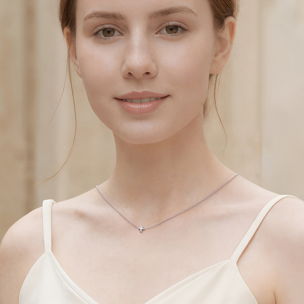 白K色純銀項鍊-恩典堅心-小