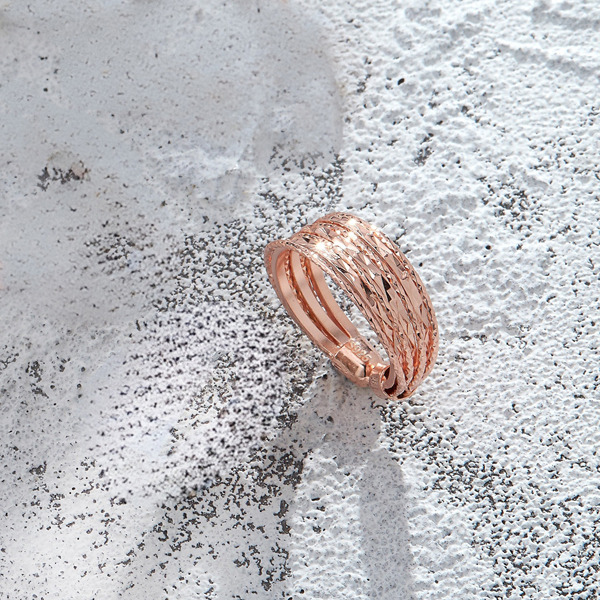 玫瑰金色純銀戒指-幸福刻劃