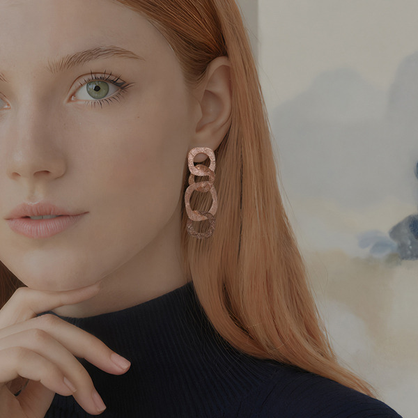 玫瑰金色純銀耳環-晨曦微光