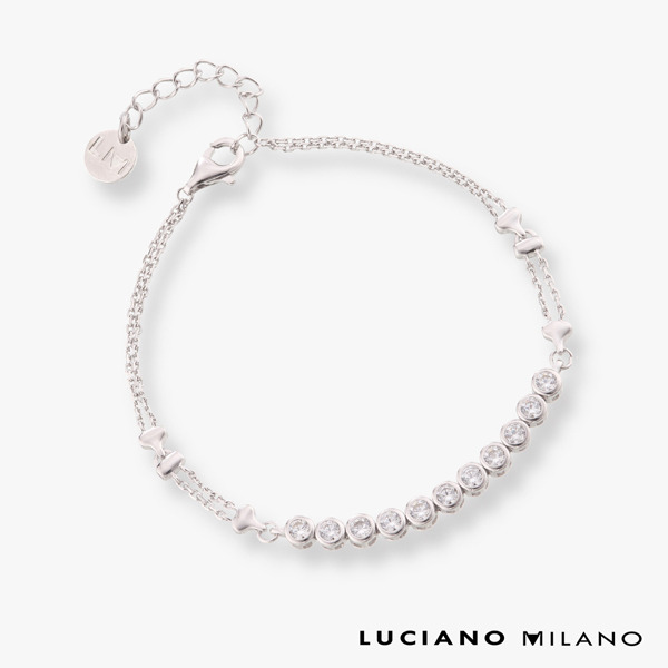 白K色鋯石純銀手鍊-流光雙序