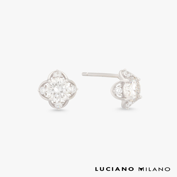 白K色莫桑石純銀耳環-恆光之心