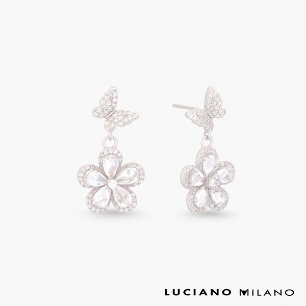 白K色鋯石純銀耳環-花語情緣