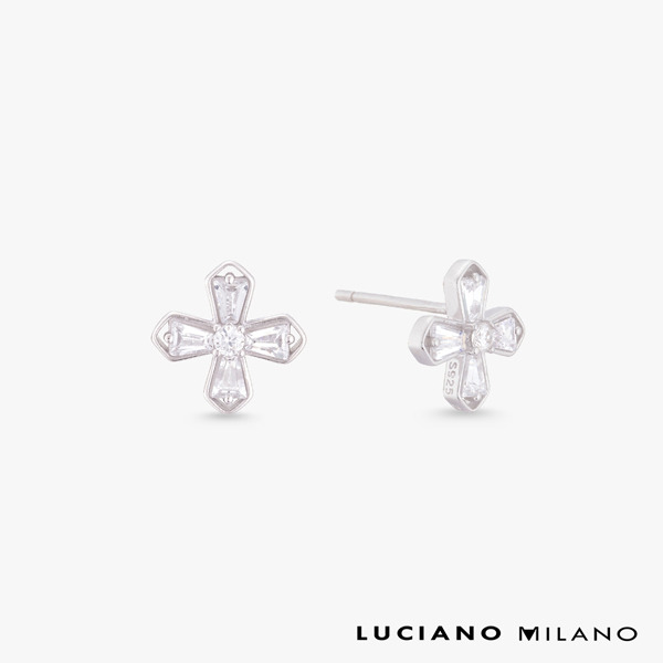 白K色莫桑石純銀耳環-幸運花語