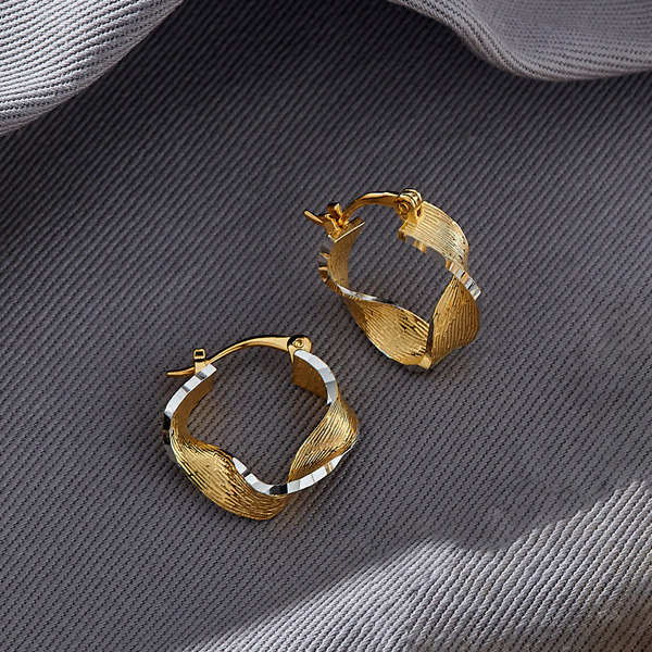 金色純銀耳環-流鑄之環