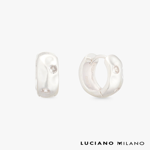 銀色鋯石純銀耳環-靜銀圓語