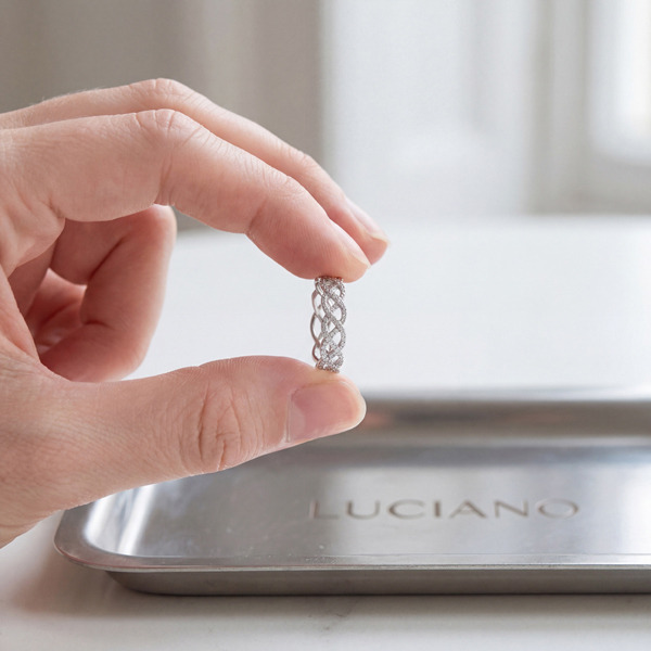 白K色鋯石純銀戒指-交織之環