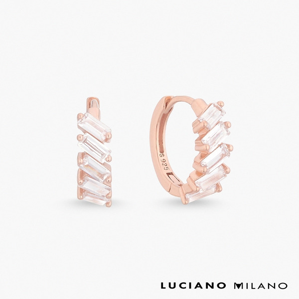 玫瑰金色鋯石純銀耳環-嵐光