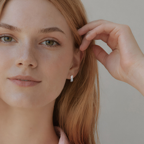 銀色鋯石純銀耳環-嵐光