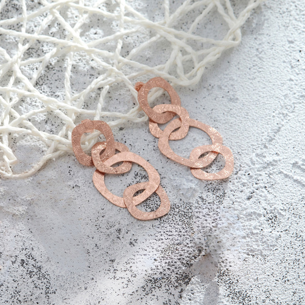 玫瑰金色純銀耳環-晨曦微光