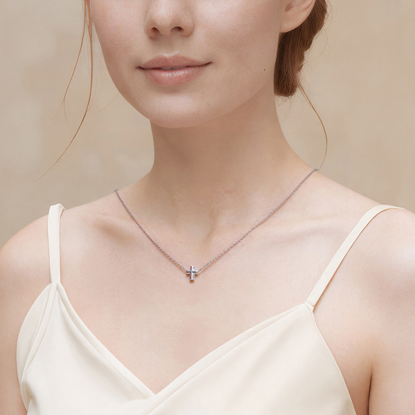 白K色純銀項鍊-恩典堅心-大