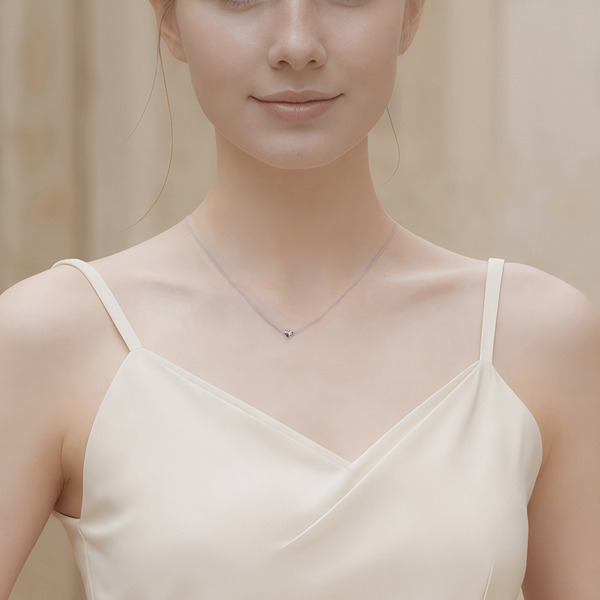 白K色純銀項鍊-心漫