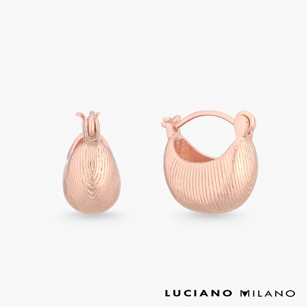 玫瑰金純銀耳環-絲光圓韻