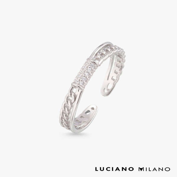 白K色鋯石純銀戒指-曜影流金