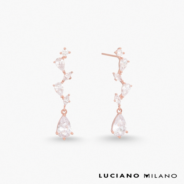 玫瑰金色鋯石純銀耳環-星河軌跡