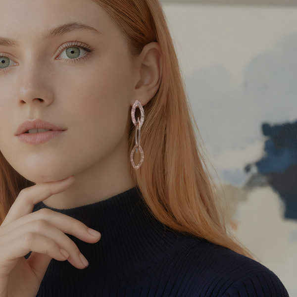 玫瑰金色純銀耳環-晨曦微露