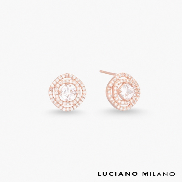 玫瑰金色鋯石純銀耳環-祈念