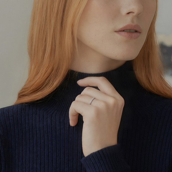 白K色鋯石純銀戒指-輕風寄語