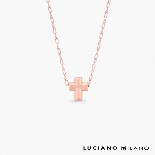 玫瑰金色純銀項鍊-恩典堅心-大