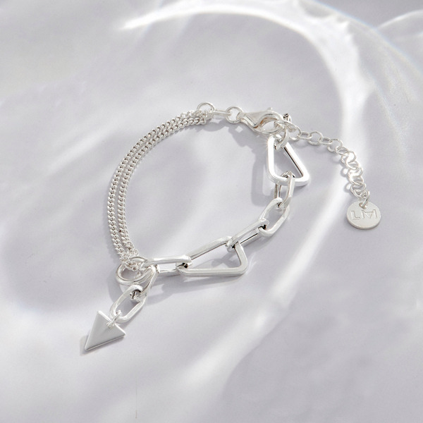 銀色純銀手鍊-牽掛記號