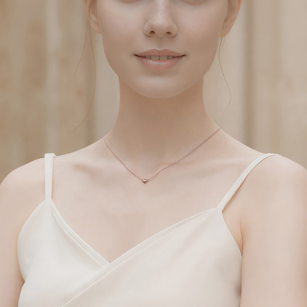 玫瑰金色純銀項鍊-心漫