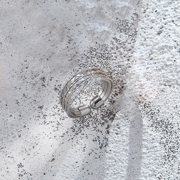 白K色純銀戒指-幸福刻劃