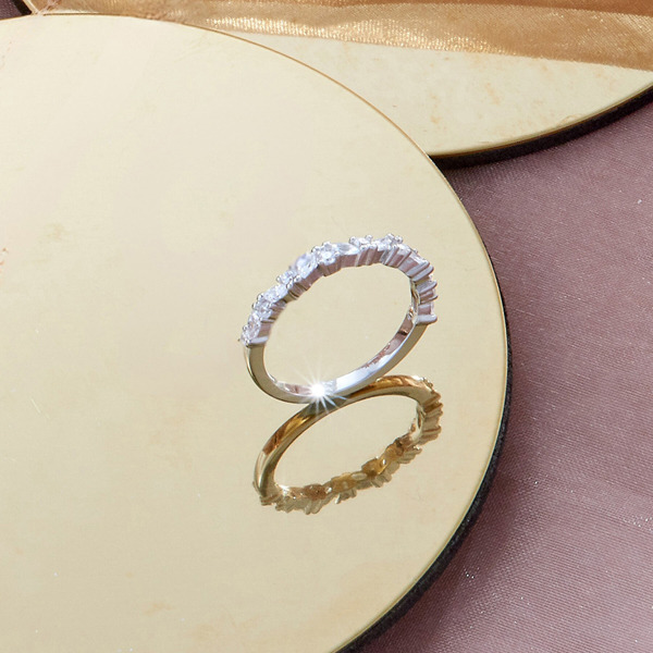 白K色鋯石純銀戒指-輕風寄語