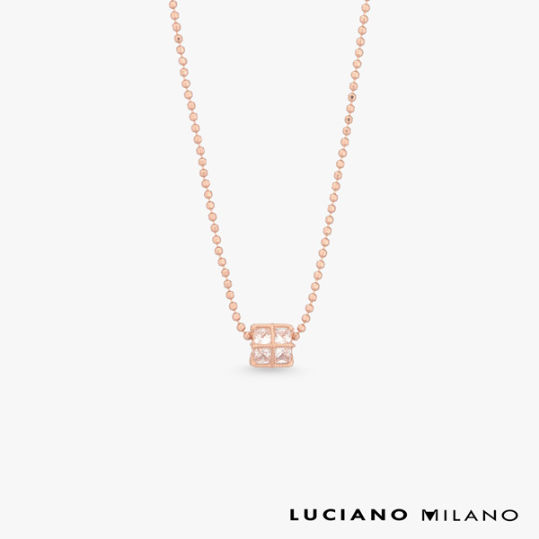 玫瑰金色鋯石純銀項鍊-光序之語