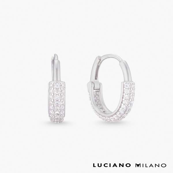 白K色鋯石純銀耳環-微耀圈語