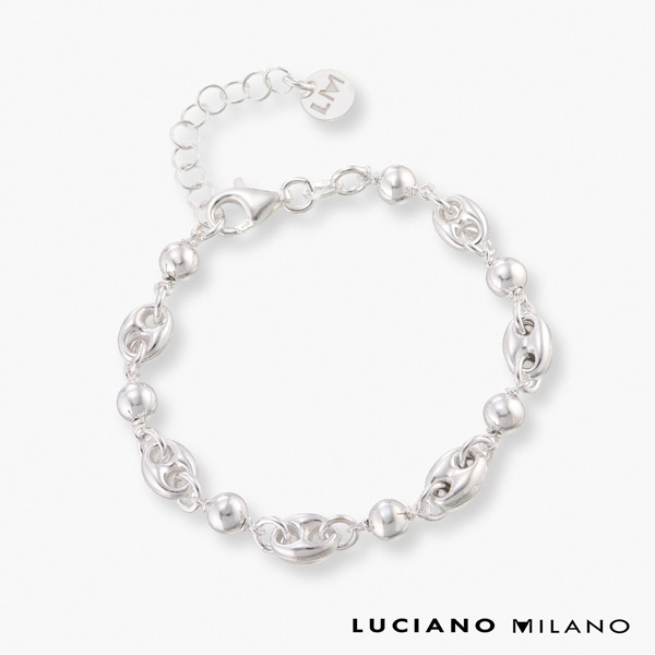 銀色純銀手鍊-波光緞語